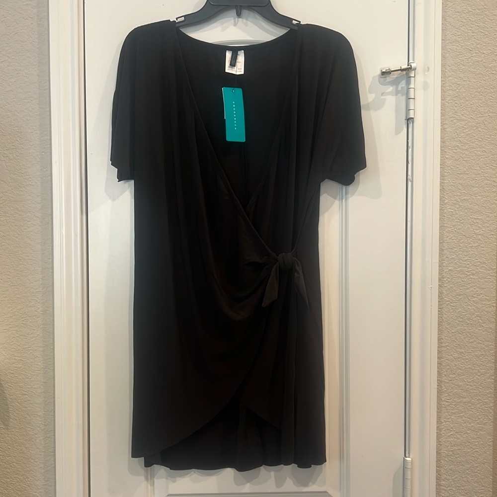 NWT! Aqua Green black wrap swimsuit cover up large (12/14)
